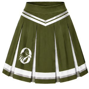 Olive Green White Sublimated Cheer <b>Long</b> Sleeve Uniform Set <b>Pleated</b> <b>Skirt</b> Athletic Team Sportswear Training Practice Performance - Product Image 6
