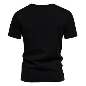Camiseta de Cuello Redondo Azul Marino Lisa para Hombre, Manga Corta, Informal, Básica de Verano, Logotipo Personalizado, OEM, ODM, Ropa al por Mayor - Product Image 3