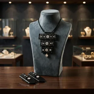 Présentoir de bijoux en velours poli, buste de présentation pour colliers et pendentifs, support de mannequin, vitrine de comptoir, décoration, conception personnalisée - Product Image 5