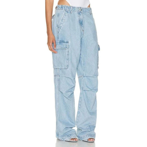 Jeans de Mezclilla Casuales de Cintura Alta para Mujer, Corte Recto Boyfriend, Holgados, Cómodos, Azul Lavado, Transpirables y Ecológicos - Product Image 4