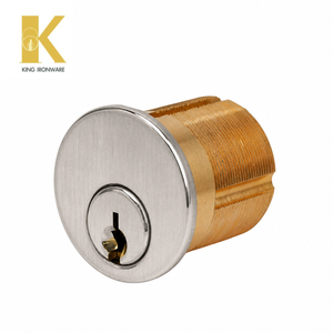 Cylindre de serrure à mortaise 32 mm SC, en acier inoxydable satiné et laiton massif, pour porte d'entrée - Product Image 3
