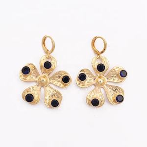 Handmade Minimalist Gold-Plated Dangle Style Hoop <b>Earrings</b> Flower Design Iolite Gemstone Jewelry <b>Fashion</b> <b>Drop</b> <b>Earrings</b> - Product Image 6