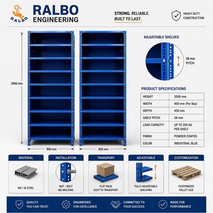 Estanterías de Ángulo Ranurado de Alta Resistencia, Estanterías de Almacenamiento de Acero Ajustables para Almacenes, Talleres y Fábricas - Product Image 6