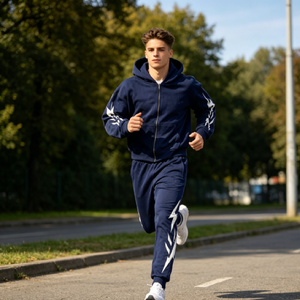 Custom <b>Men</b> Summer Casual Baggy Athletic <b>Running</b> Fitness Breathable Long Sleeve Printing Zip up Pockets <b>Hoodies</b> Tracksuits Set - Product Image 3