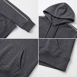 Sweat à capuche en molleton gris anthracite avec bande réfléchissante 3M blanche sur les manches et les côtés, pull décontracté pour l'hiver et l'automne, 100% coton - Product Image 4