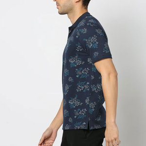 Camiseta Polo de Manga Corta con Estampado Floral para Hombre, Estilo Casual, Transpirable, de Algodón, Corte Regular, MOQ Bajo - Product Image 2