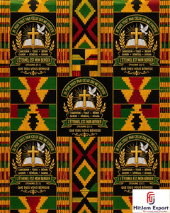 Tela Africana Kente Premium para Iglesias, Impresión de Cera Personalizada, Fábrica Textil, Fabricante de Uniformes Religiosos - Product Image 1