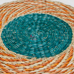 Handmade Eco-Friendly <b>Round</b> Water Hyacinth <b>Placemat</b> with Floral Pattern Vintage Traditional Simple Style Customizable Home Decor - Product Image 3
