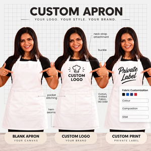 Delantal de Cocina Unisex de Algodón Tejido de 140 GSM con Estampado Digital, Correa Ajustable para el Cuello, Logotipo Personalizado, Venta al Por Mayor - Product Image 4