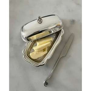 Beurrier moderne en acier inoxydable avec couvercle, boîte de rangement rectangulaire en métal pour beurre, plateau de service pour la cuisine et la table à manger - Product Image 2