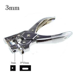 Silver ID Card Photo Badge Metal Hand Slot Puncher Hole Punch PVC Tag Office 313mm flat hole + 3mm round hole - Product Image 1