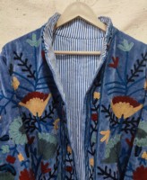 Veste bomber réversible en velours tricoté brodé Suzani, style vintage hippie, automne-hiver, respirante, 100% coton