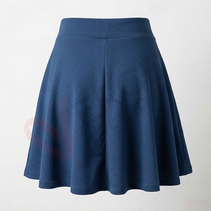 Women's Navy Blue High Waist A Line <b>Skirt</b> Casual Solid <b>Knee</b> <b>Length</b> <b>Skirt</b> - Product Image 2