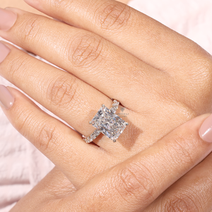 Bagues de fiançailles de luxe en diamant pour femmes 1 à 5 carats, taille Radiant, diamants de laboratoire certifiés IGI, pour mariage, anniversaire, fête, éternité, en or 14K - Product Image 4