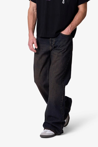 Jeans en denim pour hommes de haute qualité, personnalisés en coton, marque américaine Highstreet, taille mi-haute, coupe évasée, respirants, lavage vintage, style Y2K - Product Image 6