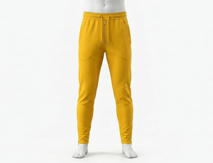 Pantalones Deportivos Amarillos para Hombre, Cintura Elástica, Tejido 100% Poliéster, Peso Medio, Transpirables, Ecológicos, de Secado Rápido, con Bolsillos Laterales, Casuales - Product Image 1