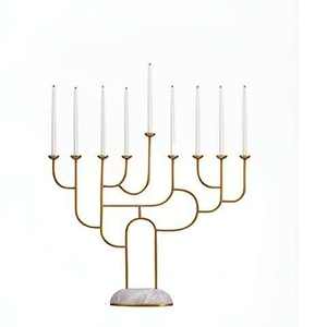 Ménorah juive Hanouka Judaica Israël Vintage en laiton, porte-bougie de Hanouka au design nordique, ménorah artisanale de Noël - Product Image 5