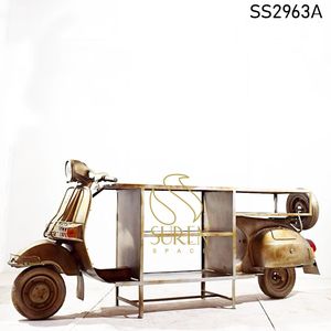 Handcrafted ไม้ Selfe อินเดียรถสกู๊ตเตอร์ออกแบบแสดง Cum เหตุการณ์เคาน์เตอร์ตาราง - Product Image 2