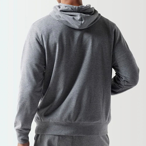 Men's Hooded Fleece <b>Sweatshirt</b> 100% Cotton Regular Fit Solid Gray Casual Pullover with Pocket Autumn Wear - Product Image 3
