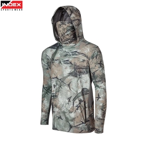 เสื้อฮู้ดตกปลาสำหรับผู้ชาย ป้องกันรังสียูวี พร้อมผ้าคลุมหน้า ผ้าแห้งเร็ว - Product Image 1