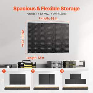 3ชิ้นแผงโลหะ pegboard 24 "X12" จัดผนังสำหรับจัดเก็บเครื่องมือโรงรถ - Product Image 4