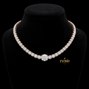 Collar de tenis de diamantes cultivados en laboratorio chapado en oro rosa, elegante, de plata 925, con brillo atemporal, lujoso, para fiesta de compromiso o aniversario - Product Image 4