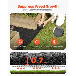 แผ่นยางปูพื้นรีไซเคิลสีดำธรรมชาติ ขนาด 120 x 4.5 นิ้ว จำนวน 2 ม้วน สำหรับจัดสวน ทางเดินยางถาวร และอุปกรณ์ทำสวน - Product Image 2
