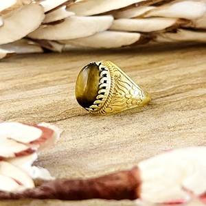 High Demand Boho Floral Gemstone <b>Ring</b> Tribal Brass <b>Rings</b> Women 18k Gold Plated Vintage Floral <b>Tiger</b> <b>Eye</b> <b>Ring</b> Wholesale/OEM/ODM - Product Image 4