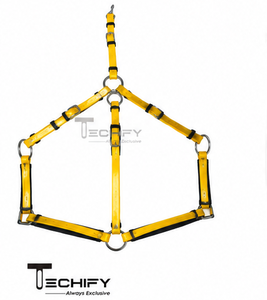 Harnais d'entraînement pour chevaux en PVC jaune personnalisé, équipement équestre réglable avec garnitures noires et boucles métalliques pour l'équitation - Product Image 3