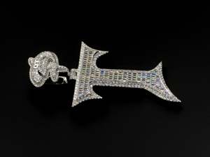 Colgante con Letra Inicial T Personalizada, Corte Baguette, VVS1, Diamantes Cultivados en Laboratorio, Plata 925, Oro Sólido 10K, Estilo Hip Hop, Oro Blanco, Joyería con Diamantes - Product Image 6