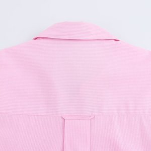 Chemisier Chic Femme Nouvelle Tendance, Ample, Rayé, Rétro, Manches Longues, Boutonné, 100% Lin Popeline, Logo Frontal - Product Image 5