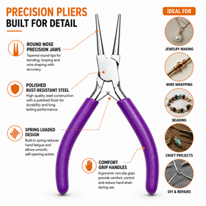 Round Nose Jewelry Pliers <b>Wire</b> Loop Forming Tool for Beading Earring Making <b>Craft</b> Repair Work - Product Image 4