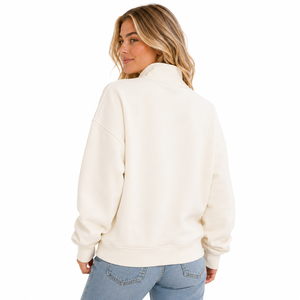 Sudadera con cremallera de un cuarto con letras de Gingham, de algodón grueso y felpa, estilo oversize, con bordado personalizado de letras griegas - Product Image 4