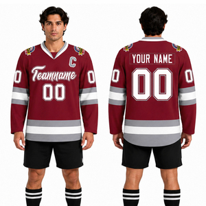 Custom <b>Maroon</b> Ice Hockey Jersey Mens Sublimated Team Hockey Uniform Personalized Training Match Wear OEM - Product Image 1