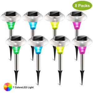 Set di 8 Luci Solari da Giardino IP44 Impermeabili, Lampade Paesaggistiche Cambia Colore per Illuminazione Sentieri - Product Image 1