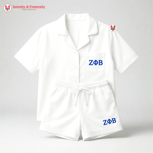 Ensemble de pyjama pour femmes en satin de polyester antibactérien respirant à 2 pièces Summer Zeta Phi Beat Sorority, nouvelle tendance de la mode - Product Image 2
