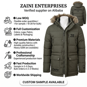 380 GSM Premium Polyester Ripstop Puffer <b>Jacket</b> Olive Green Quilted Panel Custom Private Label Winter Coat - Product Image 1