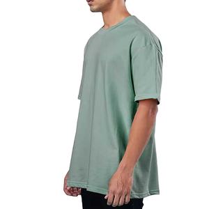 Camiseta de lujo 100% algodón para hombre 350g cuello redondo de gran tamaño hombro caído peso pesado con ribete de contraste estilo Streetwear - Product Image 5