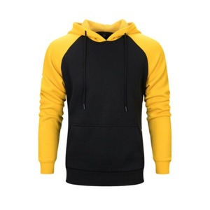 <b>Men's</b> <b>Black</b> And Gray Raglan Sleeve Hooded <b>Sweatshirt</b> With Front Pocket Casual Style Regular Fit Autumn Wear - Product Image 2