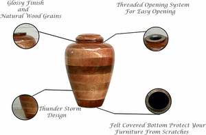 Urne pour cendres humaines Urne de haute qualité pour cendres humaines, fabriquée en bois naturel, avec un couvercle sécurisé, magnifique récipient commémoratif - Product Image 2