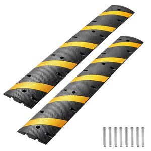 Confezione da 2 Dossi Rallentatrici in Gomma Resistenti da 1,8 m, Capacità di Carico 22.000 libbre/asse, Protezione Cavi 72, per Traffico Stradale, 2 Canali - Product Image 1