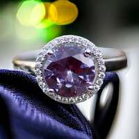 Bague Halo Alexandrite Éthique à Changement de Couleur en Argent Sterling Massif 925, Pierre de Naissance de Février, Bijou Élégant et Luxueux en Pierre Précieuse, Rhodié