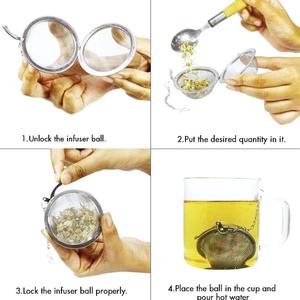 Golden Metal <b>Tea</b> <b>Infuser</b> Ball Reusable Strainer with Chain and Hook for Loose Leaf <b>Tea</b> - Product Image 6