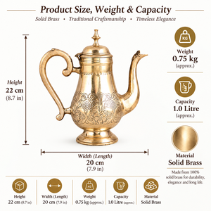 Cafetière arabe vintage en laiton artisanal, théière en métal gravée style moyen-oriental, fournisseur d'articles de cuisine pour la maison - Product Image 4