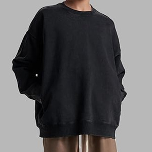 Sudadera de punto de poliéster negra lisa con cuello alto, hombros caídos y manga larga, estampada, antiencogimiento, de talla grande para mujer, ideal para otoño. - Product Image 1