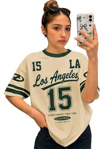 เสื้อยืดโอเวอร์ไซส์ผ้าฝ้ายสำหรับผู้หญิง, เสื้อยืดผู้หญิงพิมพ์ลายทรงหลวม, ผ้าฝ้ายเนื้อนุ่ม, เสื้อลำลองคอกลมแขนสั้น - Product Image 2