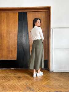 Pantalones Culottes de Algodón Verde Oliva de Cintura Alta para Mujer, Plisados, Holgados, Largos hasta el Tobillo, Estilo Casual de Primavera - Product Image 4