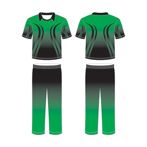 Green <b>Women</b> Polyester Cricket Uniform Sport Set With <b>Black</b> Gradient Design Breathable Track <b>Pants</b> And Polo Shirt Adult Fit - Product Image 4