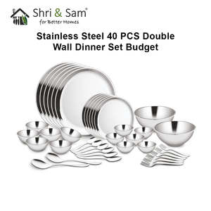 Budget-Friendly 40 PCS Double Wall Stainless Steel <b>Dinnerware</b> <b>Set</b> <b>6</b>-Person Capacity - Product Image 6