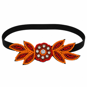 Collier brodé fait main avec perles multicolores, pierre centrale noire et accents dorés, bijoux élégants et tendance en gros - Product Image 6